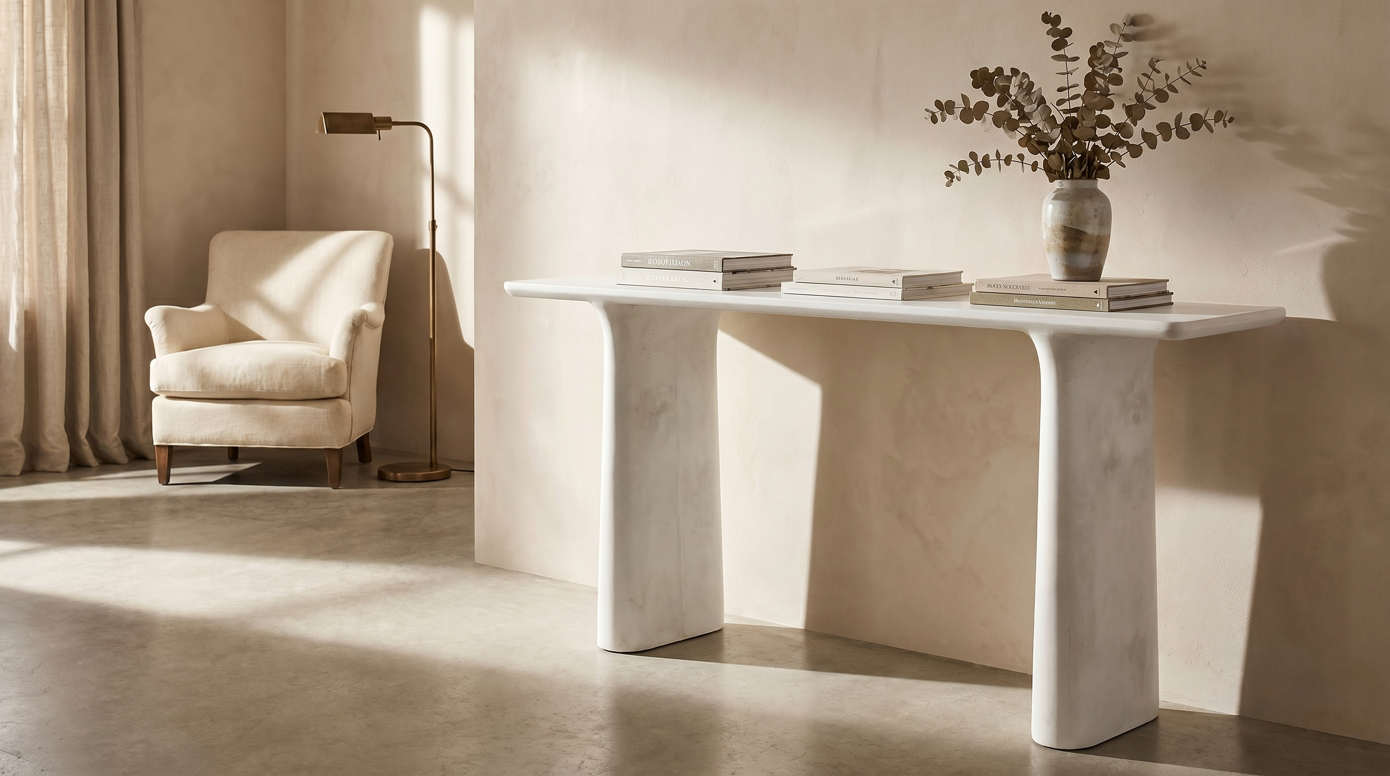 Solana Concrete Console Table — White Concrete