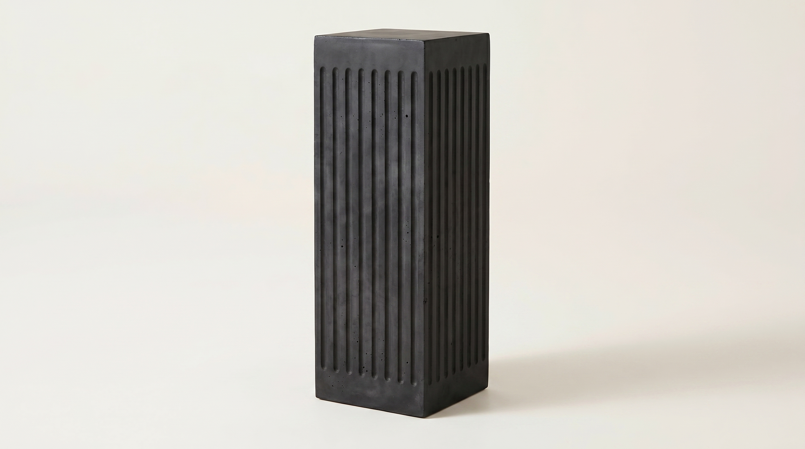 Coronado Fluted Concrete Side Table - Black Cement