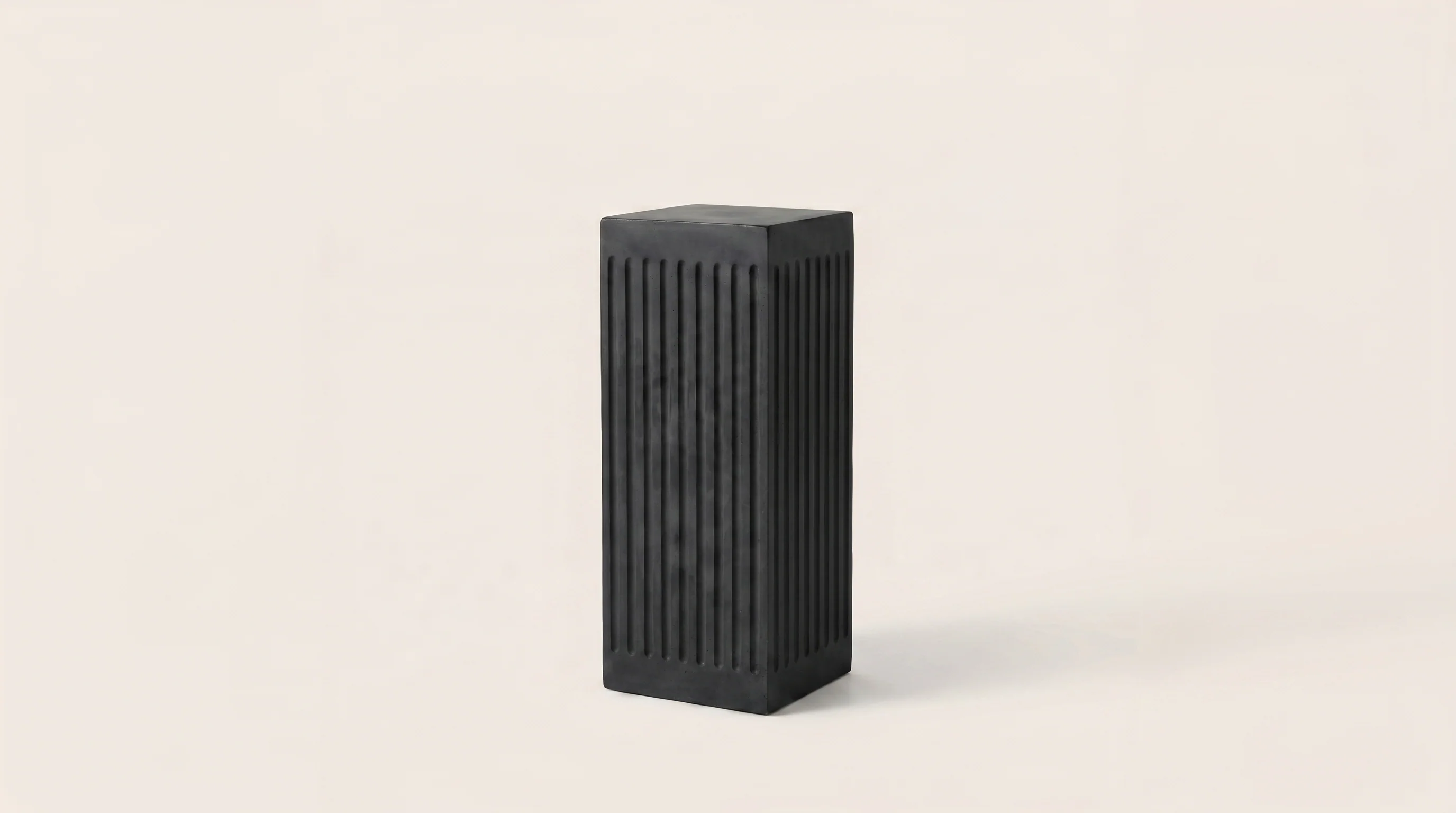 Coronado Fluted Concrete Side Table - Black Cement