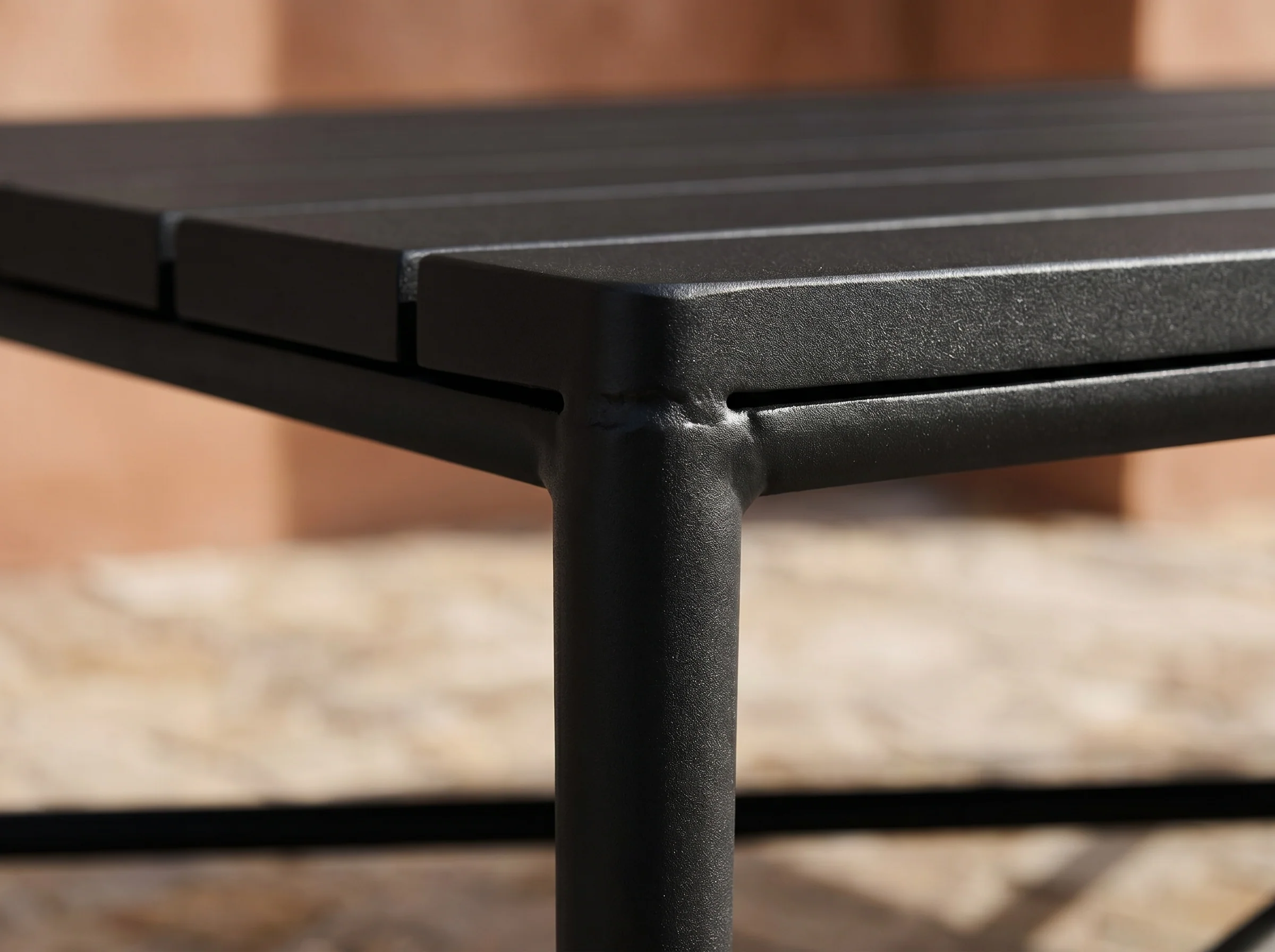 Borrego Outdoor Coffee Table in Matte Black, Detail
