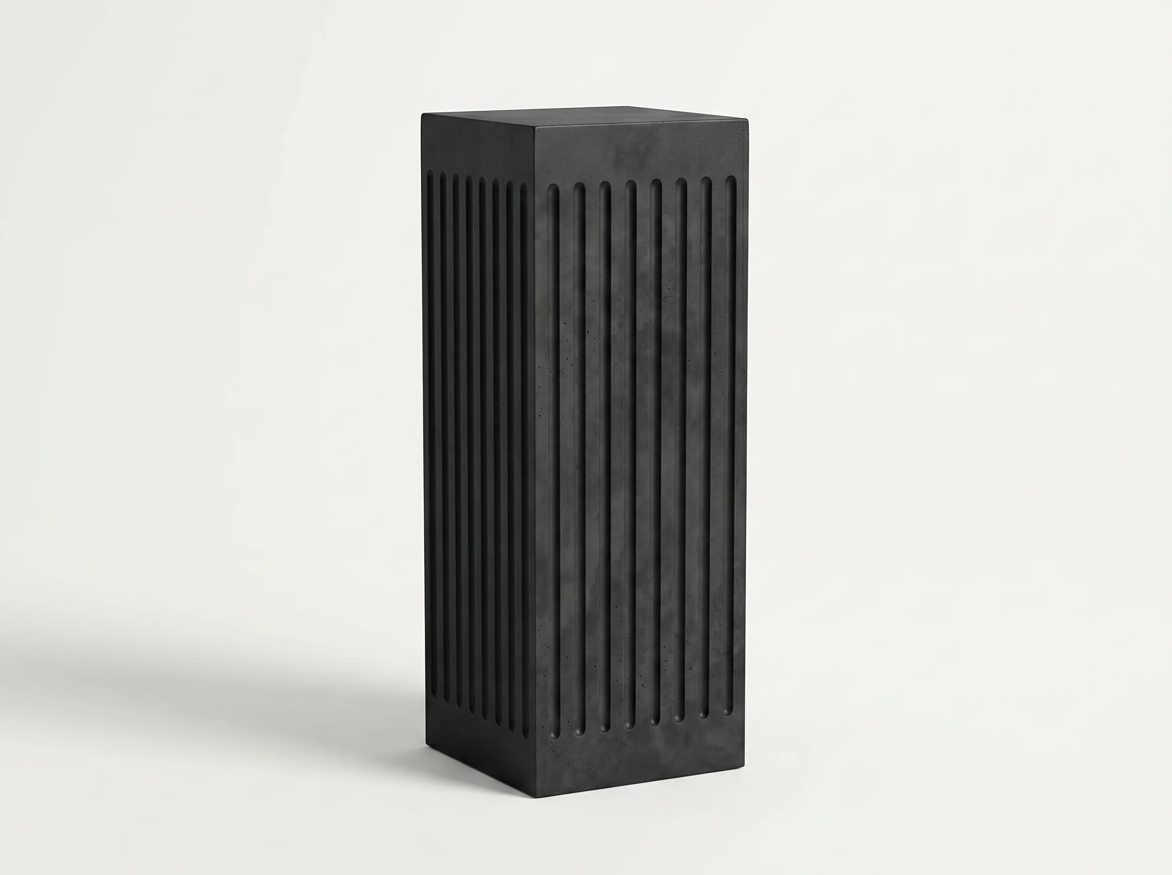 Coronado Fluted Concrete Side Table in Black Cement, Styled