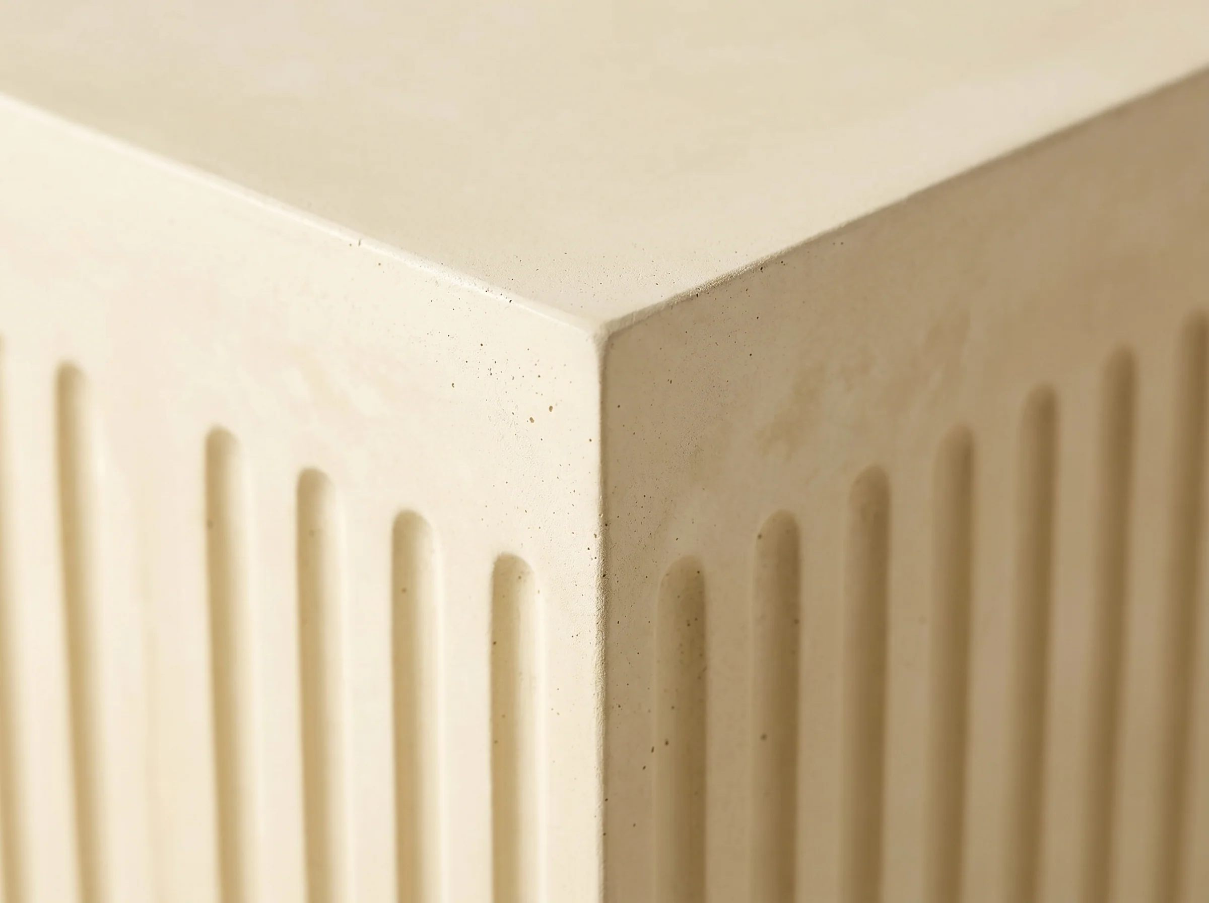 Coronado Fluted Concrete Side Table in Cream Cement, Detail