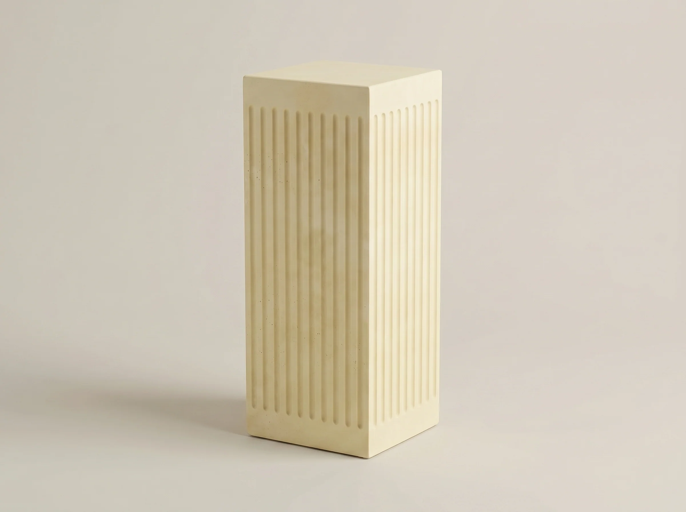 Coronado Fluted Concrete Side Table in Cream Cement, Styled