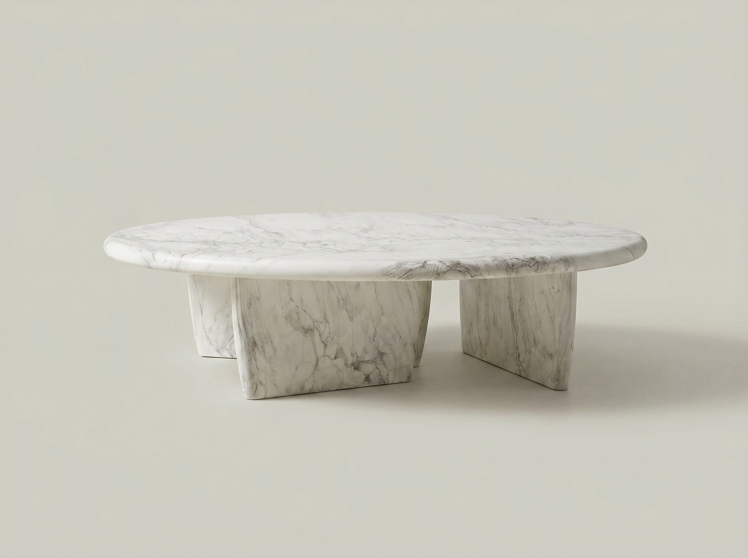 Del Mar Cast Coffee Table in White Marbled